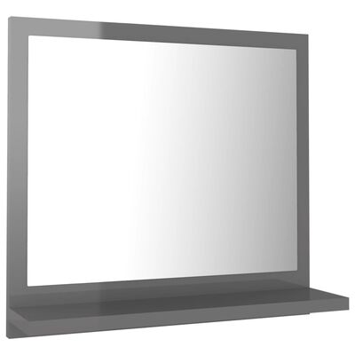 vidaXL Огледало за баня, сив гланц, 40x10,5x37 см, ПДЧ