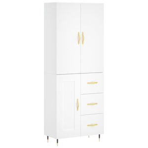 vidaXL Висок шкаф, бял, 69,5x34x180 см, инженерно дърво