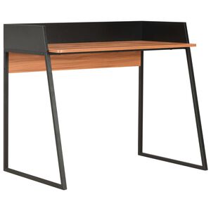 vidaXL Бюро, черно и кафяво, 90x60x88 см