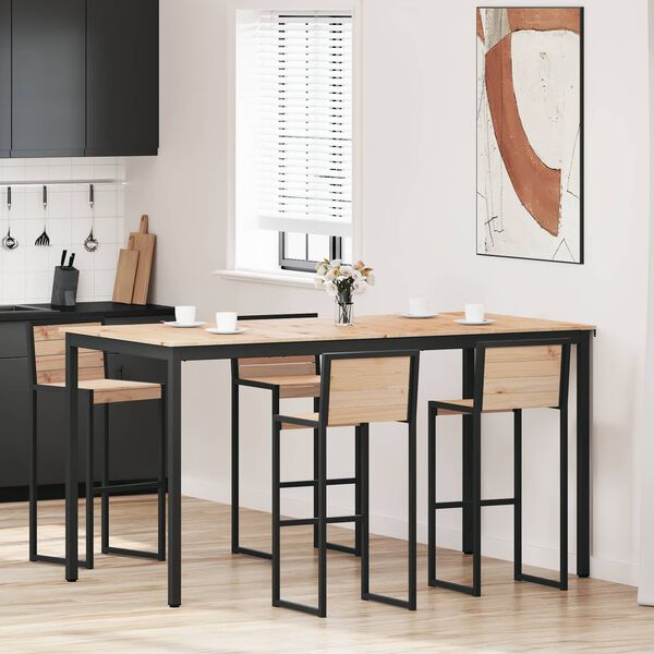 vidaXL Бар маса Естествен 110 x 55 x 105 см Солидно борово дърво