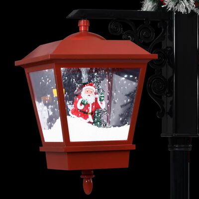 vidaXL Улична лампа с Дядо Коледа, черно и червено, 81x40x188 см, PVC
