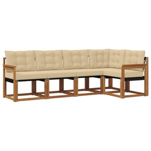 vidaXL Комплект дивани за открито 5 pcs Натурален и Бежов
