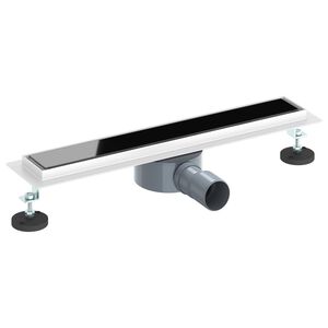 vidaXL Душов дренаж с стъклен капак и 360&deg; сифона Черно 50 cm