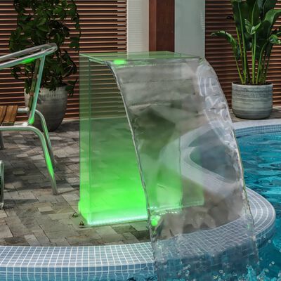 vidaXL Фонтан за басейн с RGB светодиоди, акрил, 51 см