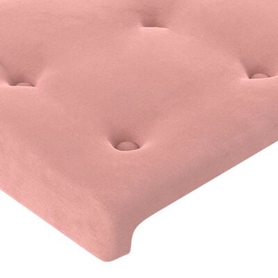 vidaXL LED горна табла за легло, розова, 83x16x118/128 см, кадифе
