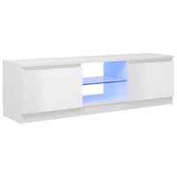 vidaXL ТВ шкаф с LED осветление, бял гланц, 120x30x35,5 см