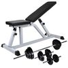 vidaXL Комплект лежанка с щанга и дъмбели, 30,5 кг