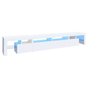 vidaXL ТВ шкаф с LED осветление, бял, 260x36,5x40 см