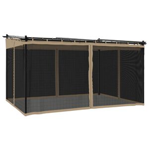 vidaXL Беседка с мрежести стени, таупе, 4x3 м, стомана