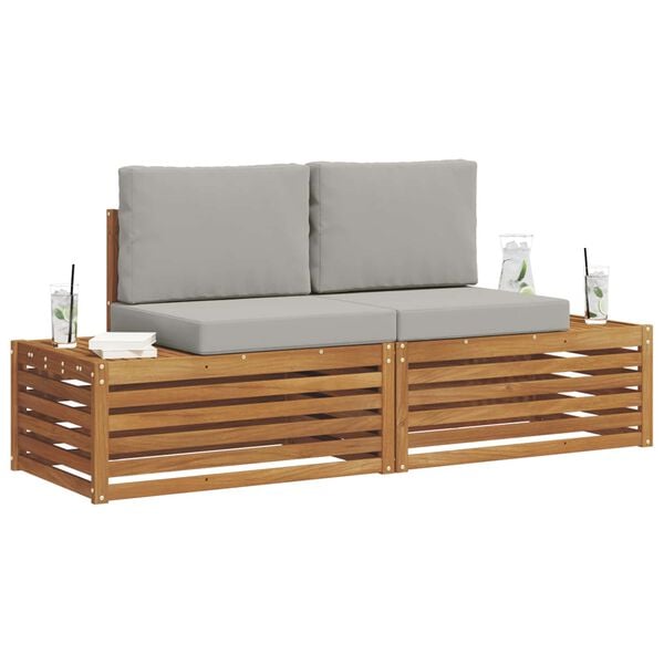 vidaXL Комплект дивани за открито 2 Брой Естествено и светло сиво