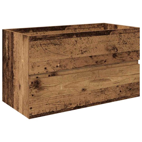 vidaXL шкаф за мивка с вграден басейн и смесител Старо дърво