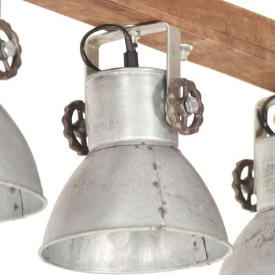 vidaXL Индустриална лампа за таван, сребриста, E27, мангово дърво