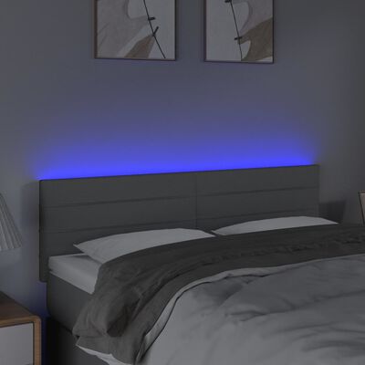 vidaXL LED горна табла за легло, светлосива, 144x5x78/88 см, плат
