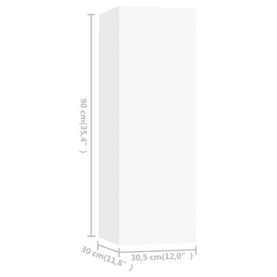 vidaXL ТВ шкафове, 4 бр, бели, 30,5x30x90 см, ПДЧ
