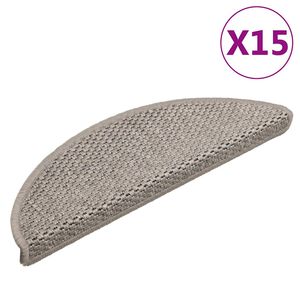 vidaXL Самозалепващи стелки за стълби сизал 15 бр 56x17x3 см сребристи