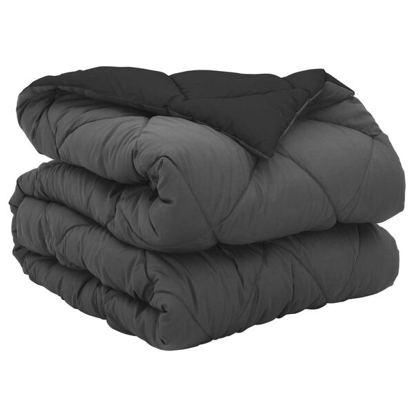 vidaXL Пълно годишно юрганче Черно и антрацит 220 x 135 см Микрофибър