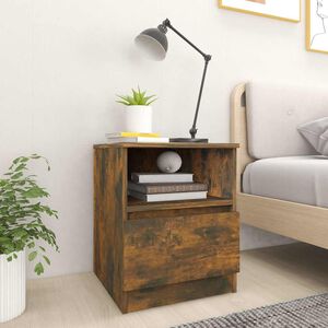 vidaXL Нощно шкафче, опушен дъб, 40x40x50 см, инженерно дърво