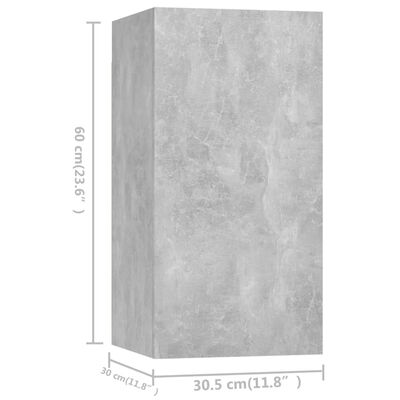 vidaXL Комплект ТВ шкафове от 9 части, бетонно сиви, ПДЧ