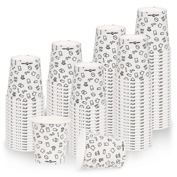 vidaXL Хартиени чаши за кафе 200 ml 100 бр бяло и черно