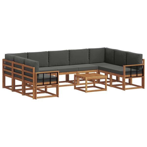 vidaXL Комплект дивани за открито 10 pcs Натурален и Антрацит