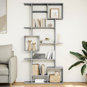 vidaXL Библиотека, бетонно сива, 92x29x188 см, инженерно дърво
