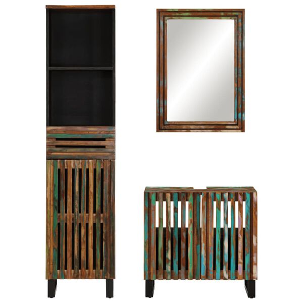 vidaXL Комплект мебели за баня, 3 части, масивна акациева дървесина