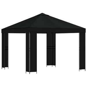vidaXL Шатра 3 x 3 m Черно Полиестер и стомана 190 gsm