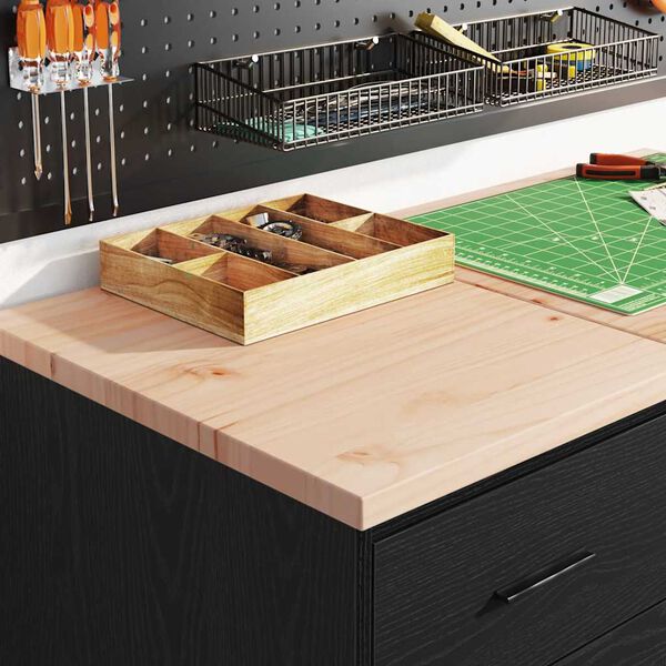 vidaXL Гаражен шкаф за съхранение, черен, 40x51x85 см, бор масив