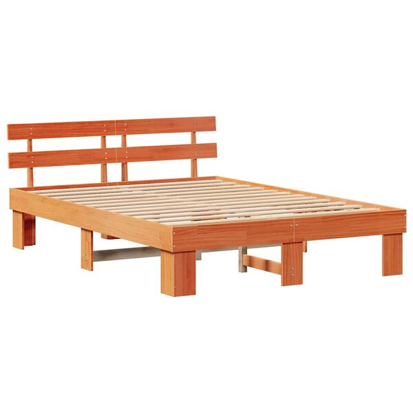 vidaXL Рамка за легло с таблото Кафяво с восъчно покритие 150 x 200 cm