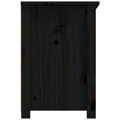 vidaXL ТВ шкаф, черен, 79x35x52 см, бор масив