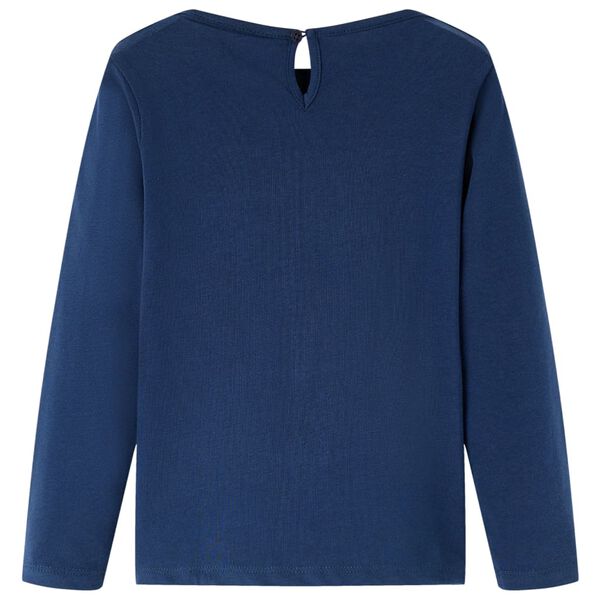 Детска тениска с дълъг ръкав, тъмносиня, 92