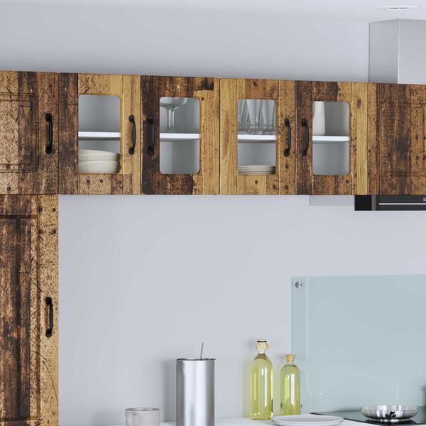 vidaXL Кухненски шкаф с рафт с врата 2 pcs Старо дърво 60 x 31 x 40 см