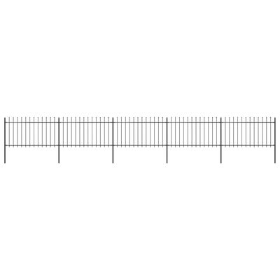 vidaXL Градинска ограда с пики, стомана, 8,5x1 м, черна