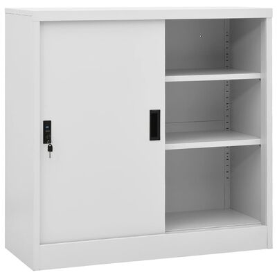 vidaXL Офис шкаф с плъзгаща се врата, светлосив, 90x40x90 см, стомана