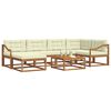 vidaXL Комплект дивани за открито 7 pcs Натурален и Крема