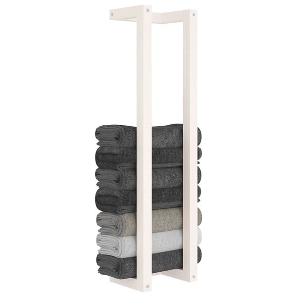 vidaXL Поставка за хавлии Бяло 23x18x90 см борово дърво масив