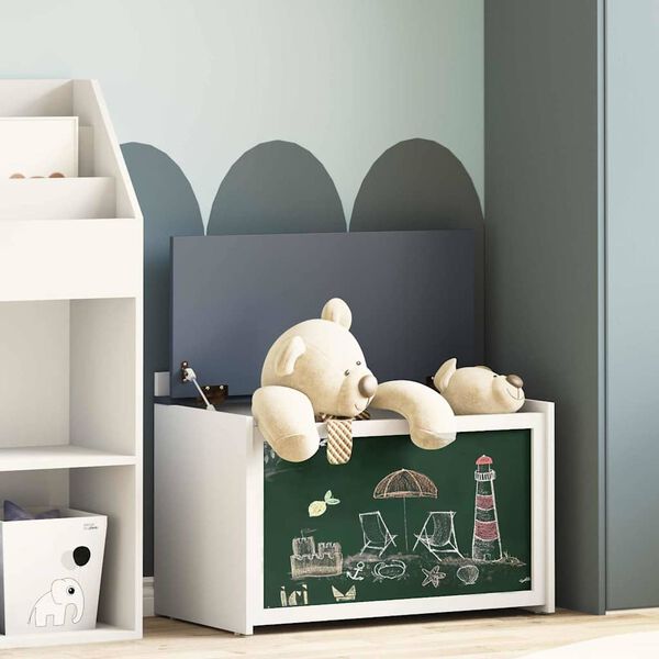 vidaXL Кутия за съхранение с предна страна за тебешир ROROS Сив и бял