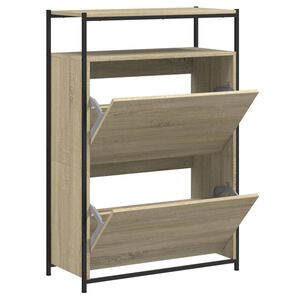 vidaXL Шкаф за обувки, сонома дъб, 75x34x112 см, инженерно дърво