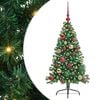vidaXL Изкуствена коледна елха с подсветка Зелен 120 cm ПВЦ