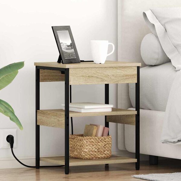 vidaXL Нощен шкаф Сонома дъб 41 x 31 x 51 см Инженерно дърво