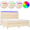 vidaXL Боксспринг легло с матрак и LED, кремава, 200x200 см, плат