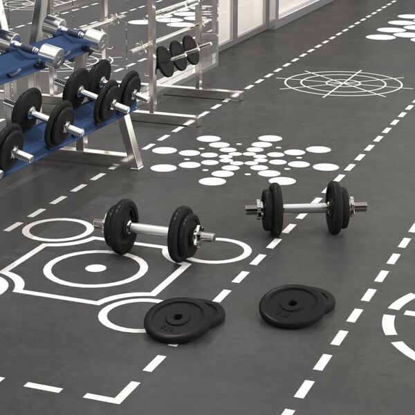 vidaXL Комплект дъмбели с плочи 40 кг чугун и хромирана стомана