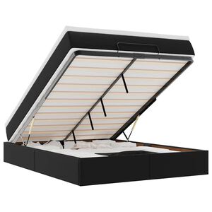 vidaXL Османска легло с матрак, черно, 140x200 см, изкуствена кожа