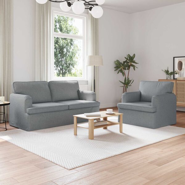 vidaXL Диван 2 pcs Светлосиво 162 x 80 x 85 см текстил