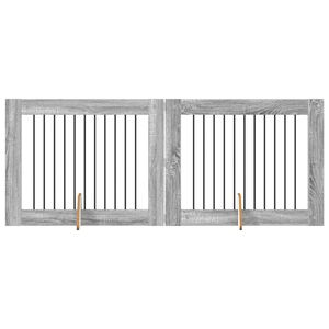 vidaXL Врата за кучета с поставки 2 pcs Сива сонома 100 x 80 cm