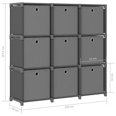 vidaXL Органайзер с 9 отделения с кутии, сив, 103x30x107,5 см, плат