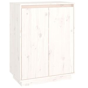 vidaXL Шкаф за обувки, бял, 60x35x80 см, бор масив