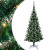 vidaXL Изкуствена коледна елха с подсветка Зелен 120 cm PVC и метал