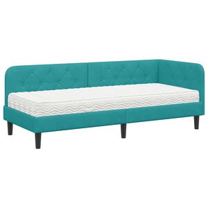 vidaXL Ъглова рамка за легло Тюркоаз 80 x 200 cm Кадифе