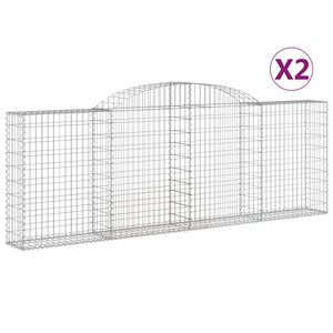 vidaXL Габионни кошници арка 2 бр 300x30x100/120 см поцинковано желязо